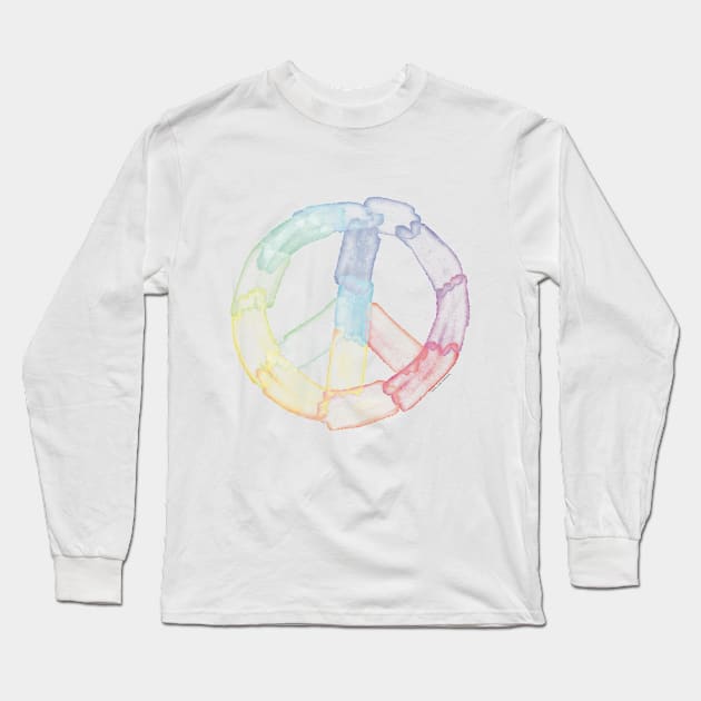 Watercolor Peace Sign Long Sleeve T-Shirt by Penny Jane Studios